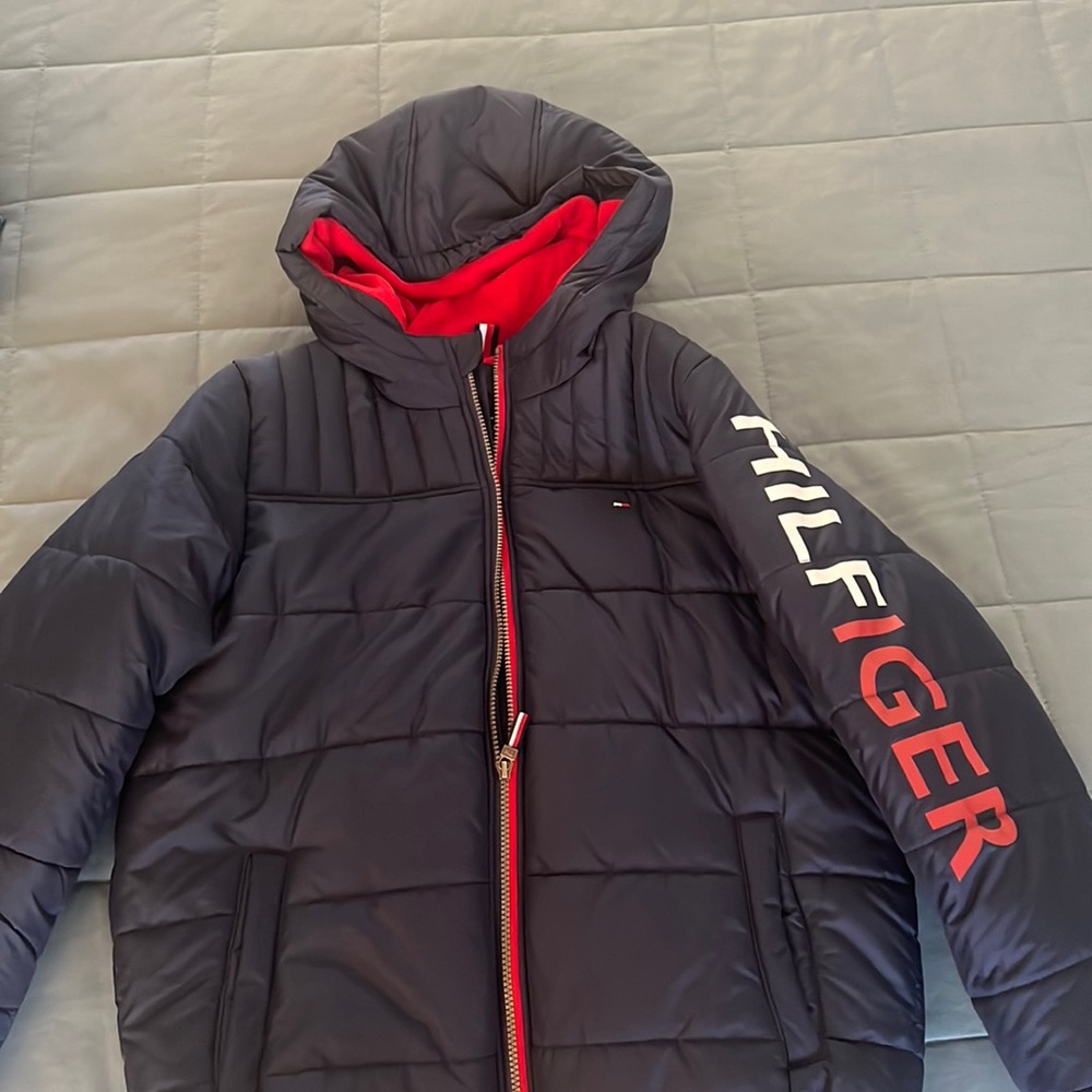 Tommy Hilfiger Boys Puffer fleece lined jacket, size large 14/16, blue